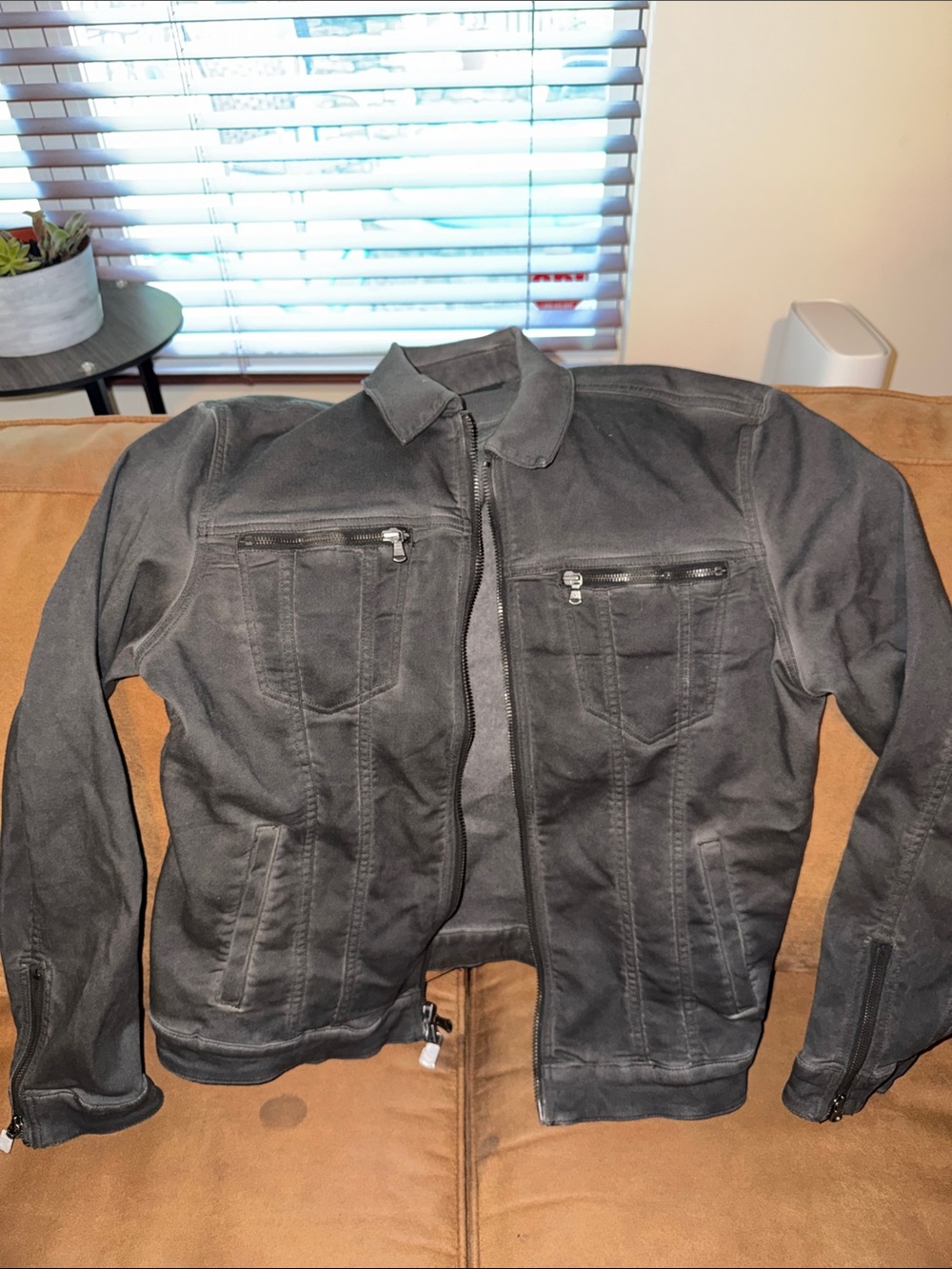 John Varvatos Charcoal Gray Zip-Front Shirt Jacket